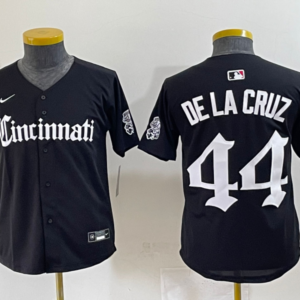 MLB Reds 44 De La Cruz  New Black Nike Cool Base Youth Jersey