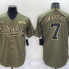 MLB Braves 7 Dansby Swanson Camo Nike Coole Base Men Jersey