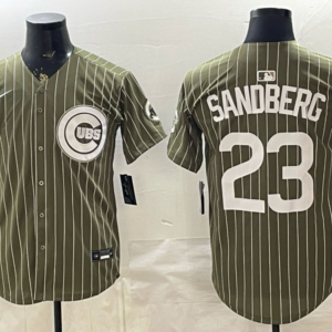 Chicago Cubs 23 Sandberg Olive Salute to Service Cool Base Men Jersey