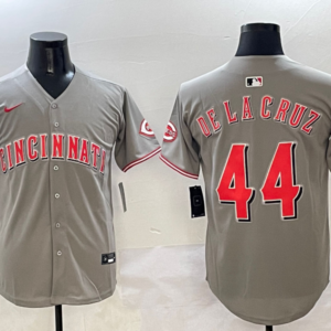 MLB Reds 44 De La Cruz Grey Nike Cool Base Men Jersey