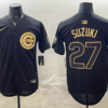 Chicago Cubs 27 Suzuki Black Gold Cool Base Men Jersey
