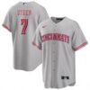 MLB Reds 7 Steer Grey Nike Cool Base Men Jersey