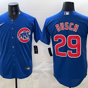 Chicago Cubs 29 Busch Blue Cool Base Men Jersey