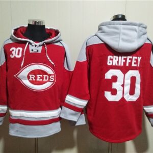 MLB Reds 30 Ken Griffey Jr. Red Ageless Must-Have Lace-Up Pullover Hoodie
