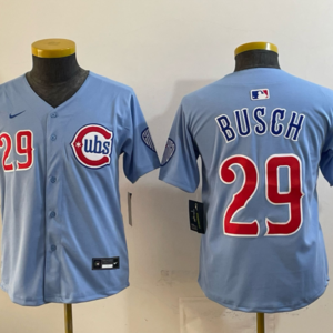 Chicago Cubs 29 Busch Light Blue Cool Base Youth Jersey