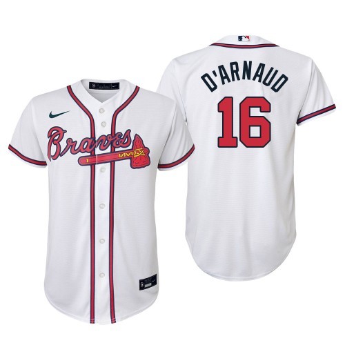 MLB Braves 16 D'arnaud White Nike Cool Base Men Jersey