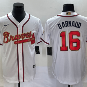 MLB Braves 16 D'arnaud White World Series Nike Flexbase Men Jersey