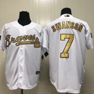 MLB Braves 17 Dansby Swanson White 2022 All-Star Cool Base Men Jersey