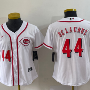 MLB Reds 44 De La Cruz White Nike Cool Base Women Jersey