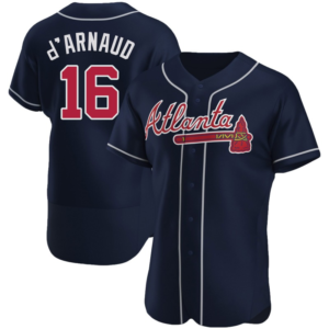 MLB Braves 16 Travis d'Arnaud Navy Flexbase Men Jersey