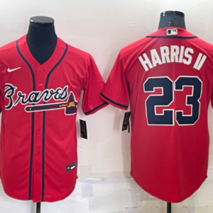 MLB Braves 23 Harris II Red Nike Flexbase Men Jersey