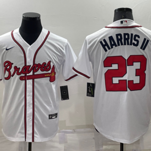MLB Braves 23 Harris II White  Nike Cool Base Men Jersey