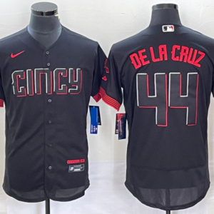 MLB Reds 44 De La Cruz Black 2023 City Connect Nike Flexbase Men Jersey