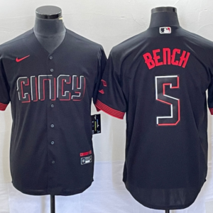 MLB Reds 5 Bench Black 2023 City Connect Nike Cool Base Men Jersey