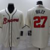 MLB Braves 27 Riley Cream Nike Cool Base Men Jersey