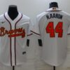 MLB Braves 44 Hank Aaron 2022 White Gold Nike Cool Base Men Jersey