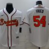 MLB Braves 54 Max Fried 2022 White Gold Nike Cool Base Men Jersey