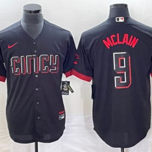 MLB Reds 9 Mclain Black 2023 City Connect Nike Cool Base Men Jersey