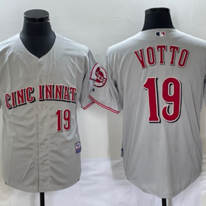 MLB Reds 19 Joey Votto Grey Cool Base Men Jersey