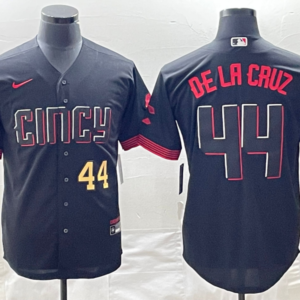 MLB Reds 44 De La Cruz Black City Connect Nike Cool Base Men Jersey