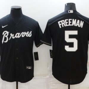 MLB Braves 5 Freddie Freeman Black Nike Cool Base Men Jersey