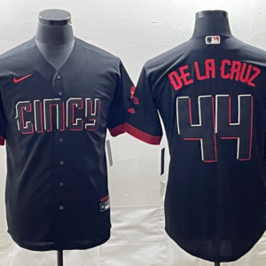 MLB Reds 44 De La Cruz Black 2023 City Connect Nike Cool Base Men Jersey