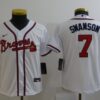 MLB Braves 7 Dansby Swanson White Nike Cool Base Youth Jersey