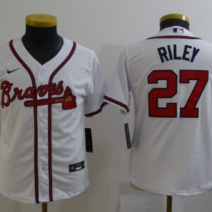 MLB Braves 27 Riley White Nike Cool Base Youth Jersey