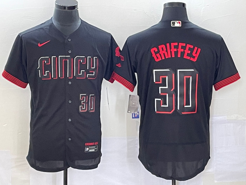 MLB Reds 30 Griffey Black 2023 City Connect Nike Flexbase Men Jersey