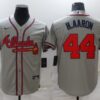 MLB Braves 44 Hank Aaron Grey Nike Cool Base Men Jersey