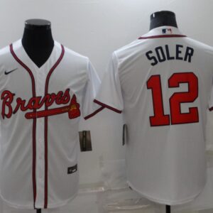 MLB Braves 12 White Soler Nike Cool base Men Jersey