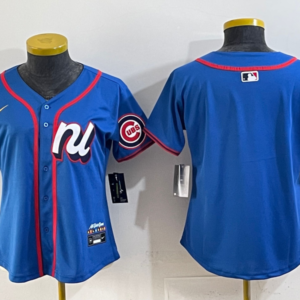 MLB Cubs Blank Blue National League 2025 All Star Nike Cool Base Women Jersey