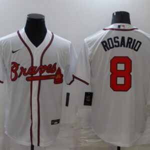 MLB Braves 8 Rosario White Nike Cool Base Men Jersey