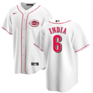 MLB Reds 6 Jonathan India White Nike Cool Base Men Jersey