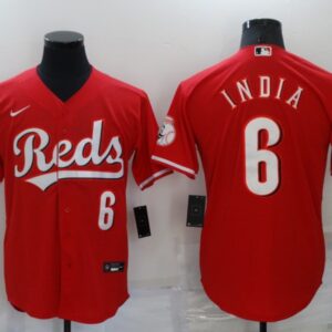 MLB Reds 6 Jonathan India Red Nike Cool Base Men Jersey
