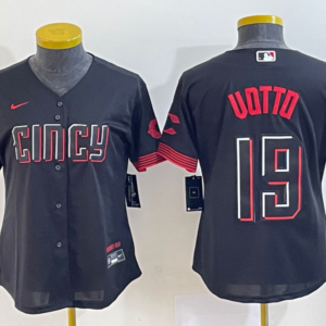 MLB Reds 19 Joey Votto Black 2023 City Connect Nike Cool Base Women Jersey