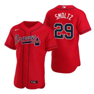 MLB Braves 29 John Smoltz Red Nike Flexbase Men Jersey