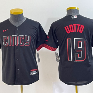 MLB Reds 19 Joey Votto Black 2023 City Connect Nike Cool Base Youth Jersey
