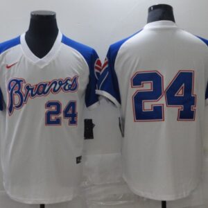 MLB Braves 24 Deion Sanders White Cool Base Men Jersey