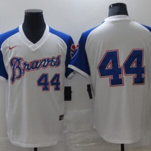 MLB Braves 44 Hank Aaron White Cool Base Men Jersey