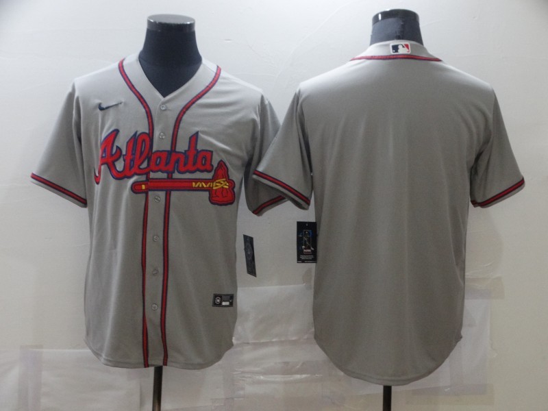 MLB Braves Blank Grey Nike Cool Base Men Jersey