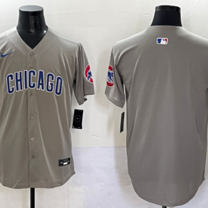 MLB Cubs Blank Grey Nike Cool Base Men Jersey
