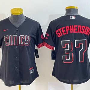 MLB Reds 37 Stephenson Black 2023 City Connect Nike Cool Base Women Jersey