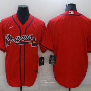 MLB Braves Blank Red Nike Cool Base Men Jersey