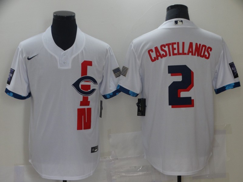 MLB Reds 2 Nick Castellanos White 2021 All-Star Cool Base Men Jersey