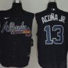 MLB Braves 13 Ronald Acuna Jr. Navy Nike Cool Base Sleeveless Men Jersey