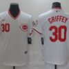 MLB Reds 30 Ken Griffey White Nike Cool Base Men Jersey