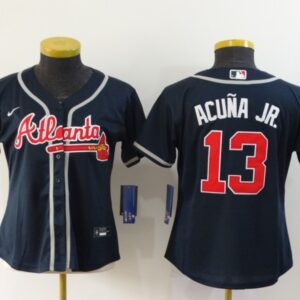MLB Braves 13 Ronald Acuna Jr. Nave 2020 Nike Cool Base Women Jersey