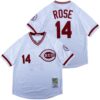 MLB Reds 14 Pete Rose White 1976 Throwback Men Jersey