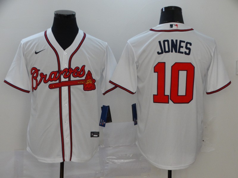 MLB Braves 10 Chipper Jones White 2020 Nike Cool Base Men Jersey